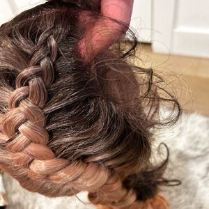 Braided Brown and Pink wig French braid